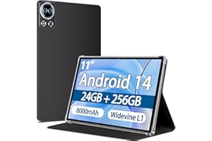 SKYEGG Tablet 11 inch Android 14 Tablets, 24GB+256GB+1TB Expand, Widevine L1 Compatible 8-Core Tablet PC with 5G WiFi, 8000mAh Big Battery, 13MP Camera, 11'' IPS HD Touchscreen, Face ID, GPS(Grey)