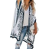 Breezy Lane Women's Kimono Cardigan Summer Swimsuit Coverups Beach Cover Up with Floral Print for Vacation