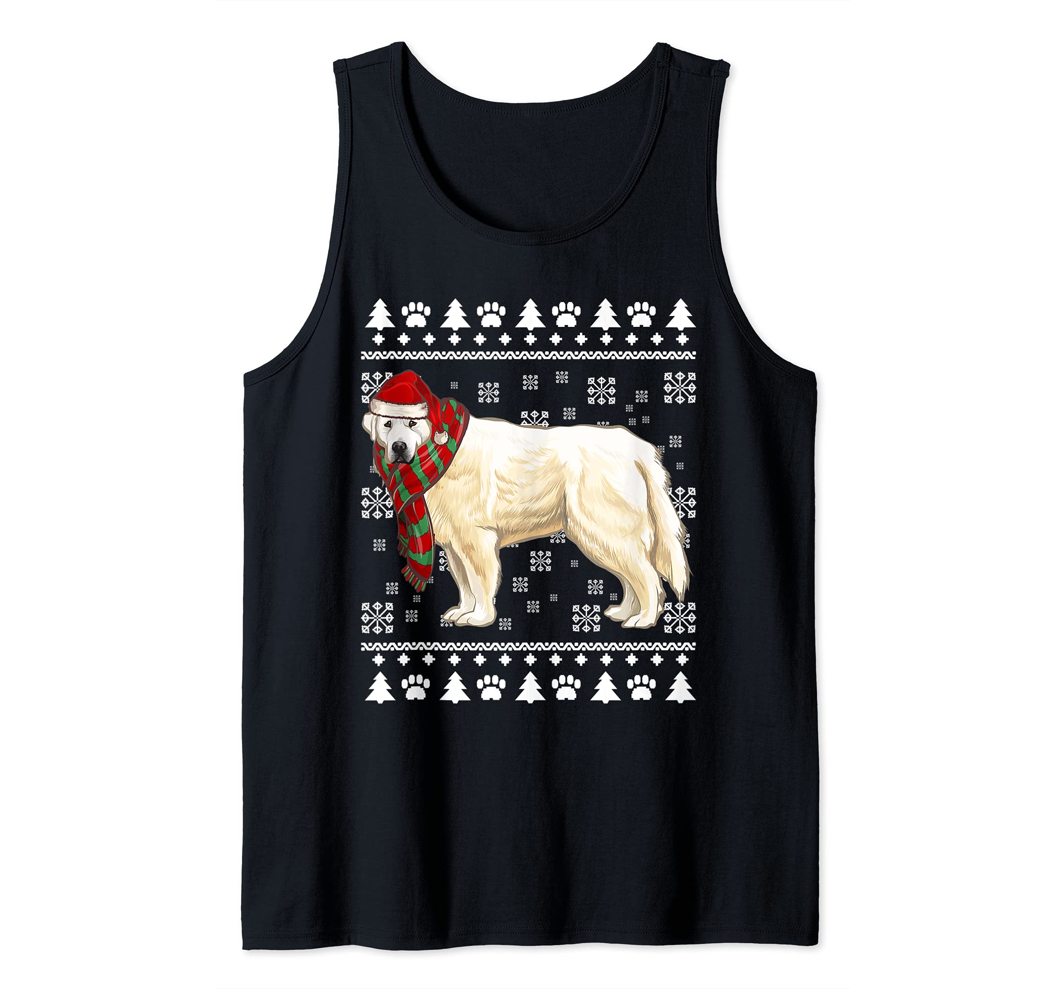 Great Pyrenee Dog Santa Hat Xmas Ugly Christmas Tank Top