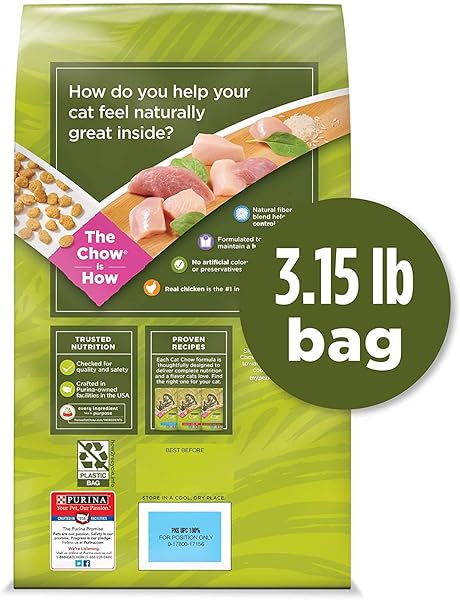PURINA CAT CHOW NATURALS DRY CAT FOOD, INDOOR WITH REAL CHICKEN & TURKEY, 3.15 LB BAG