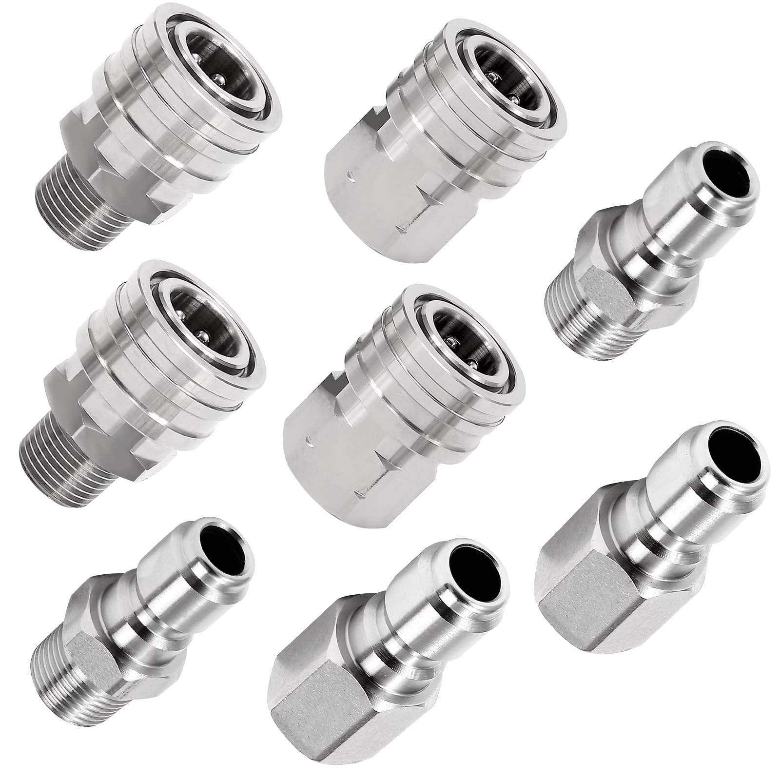 Photo 1 of 1/4Inch Pressure Washer Quick Connect Fittings,Stainless Steel Pressure Washer couplers for Home and Commercial,Female and Male Thread,Pressure Washer Adapter-5000PSI(8 Pack)