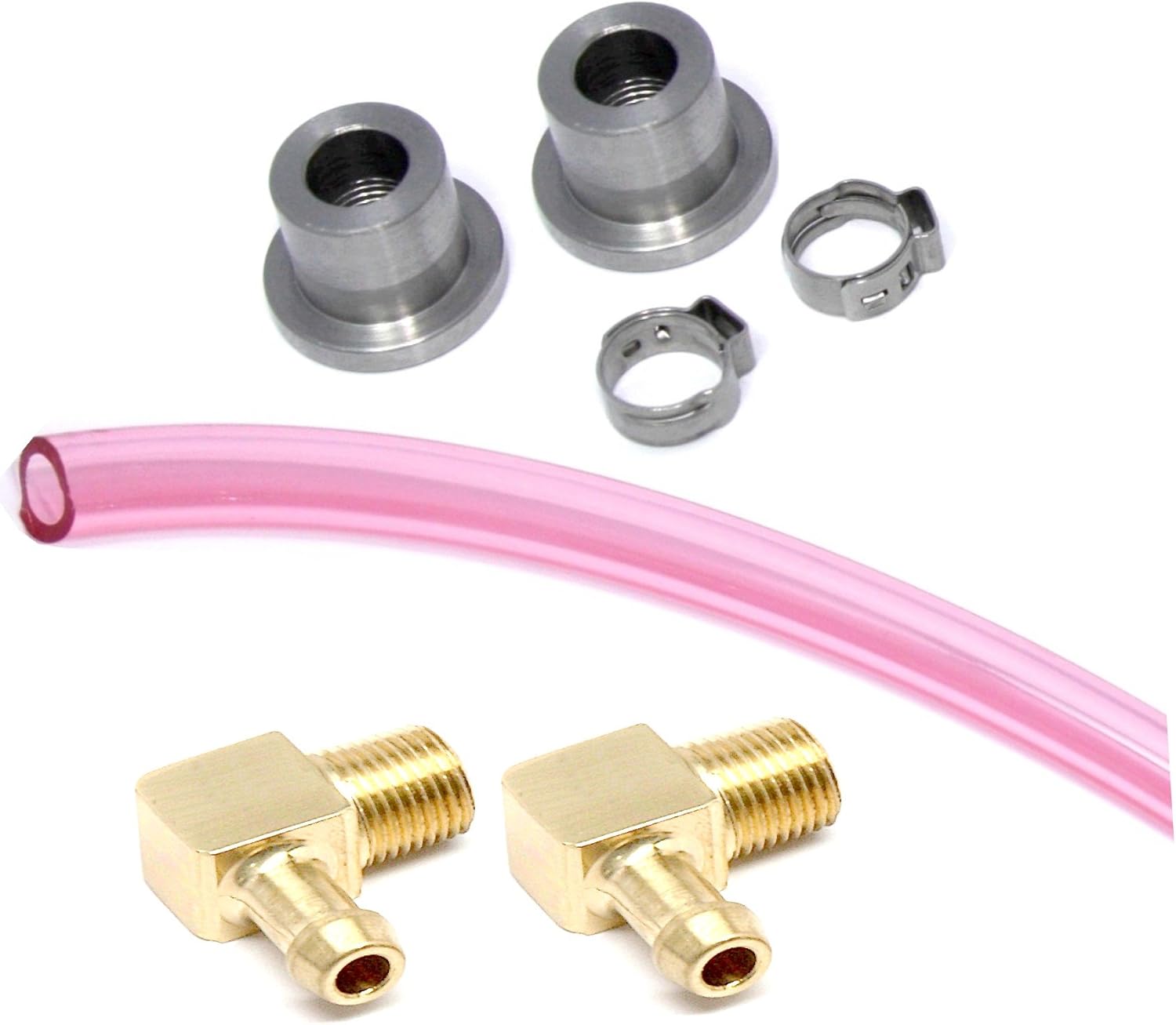 Fuel Sight Gauge Kit with Solid Brass Elbow Fittings Red