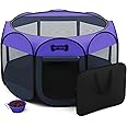 Ruff 'N Ruffus Portable Foldable Pet Playpen + Free Carrying Case + Free Travel Bowl | Available in 3 Sizes (Medium (29"x29"x17"))