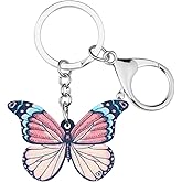 BONSNY Morpho Menelaus Butterfly Key Chains for Women Car Purse Bag Rings Pendant Charms