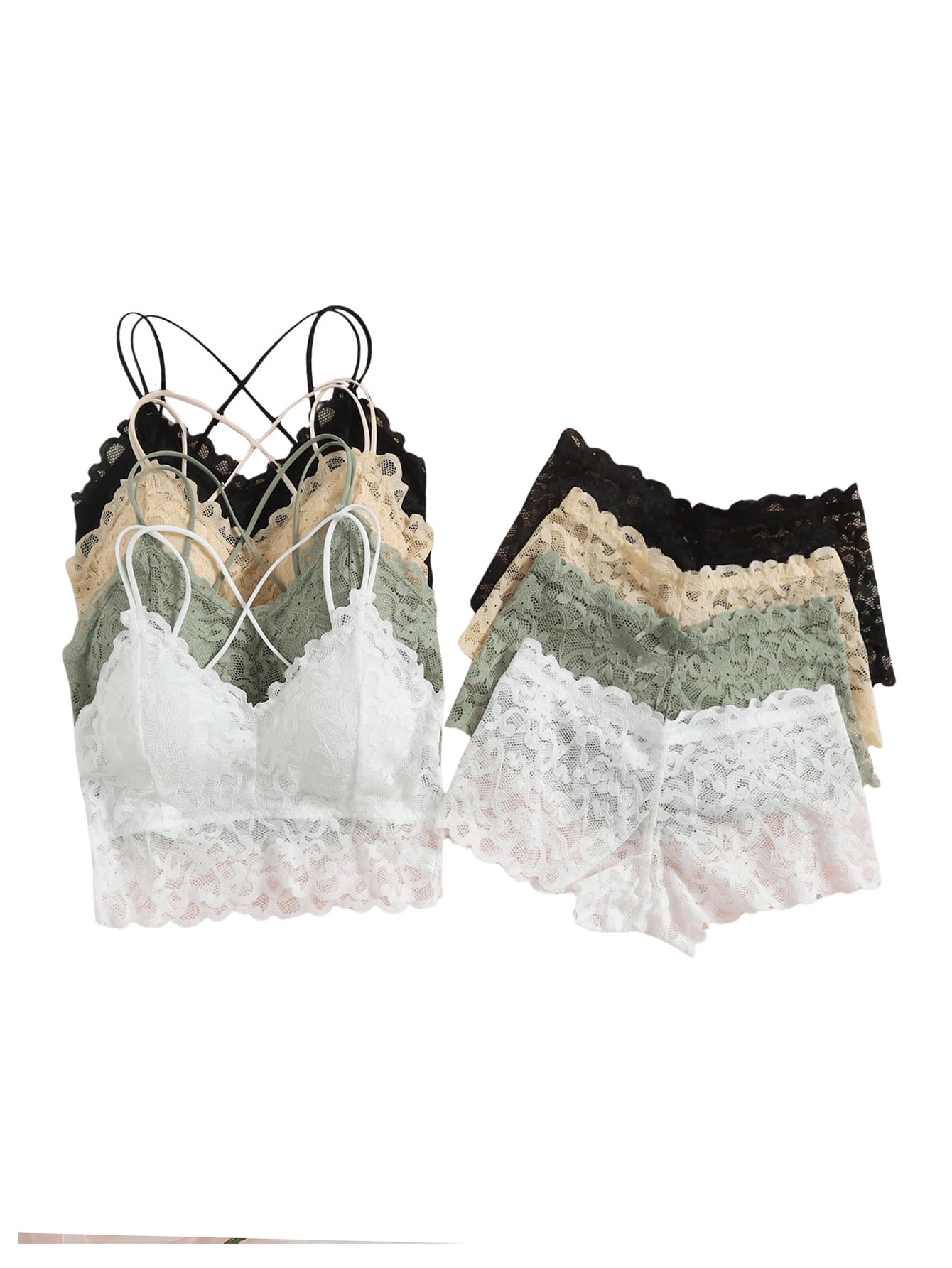 Photo 1 of *MISSING WHITE AND BLACK SETS* MakeMeChic Women's Lingerie Set Matching Lace Bra and Panty Set Multi Medium
