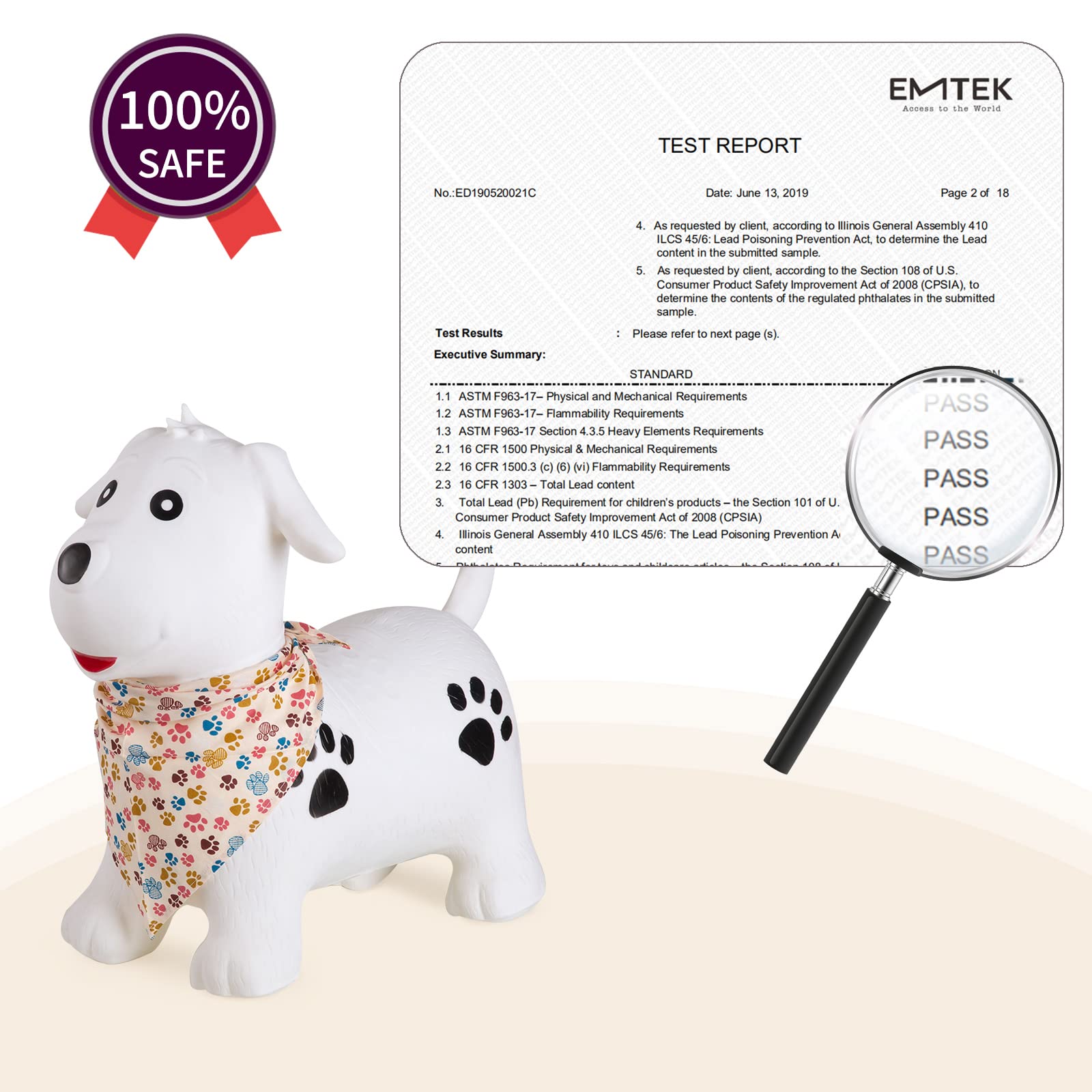 INPANY Bouncy Dog Hopper Toys for Toddlers-Hopping/Bouncing/Bounce Horse, Jumping Horse, Outdoor Indoor Inflatable Ride-on Animal Toy for Kids/Boys/Girls Gifts(Pump Included)