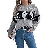 Women's Halloween Pumpkin Sweater Cute Crewneck Knitted Long Sleeve Pullover Tops Fall Winter Fashion Clothes