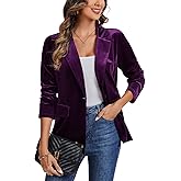 LADI TREND Women's Velvet Suit Blazer Jacket Casual Office Work Long Sleeve One Button Jacket Coat Blazer Pockets