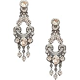 Victorian Edwardian Antique Vintage Art Deco Style Clear Rhinestone Long Dangle Wedding Bridal Prom Earrings