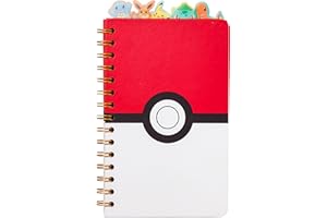 Silver Buffalo Pokemon Pokeball Starters Spiral Tabbed Notebook, 8 x 5 Inches