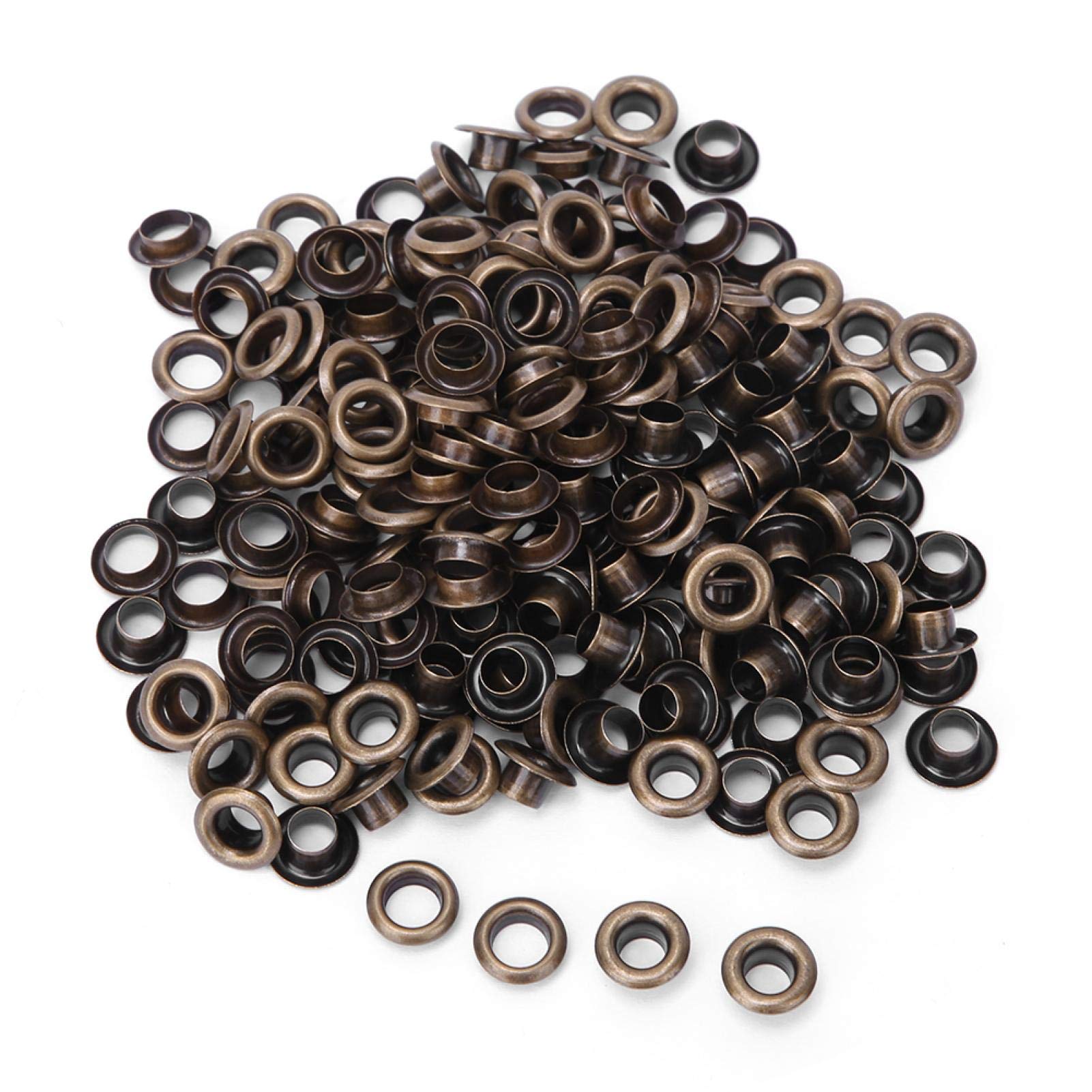 Pssopp 100PCS Grommet Kit Metal Brass Grommets Eyelets with Washer Shoe Clothes Canvas Leather DIY Projects, 4mm Inside Diameter[Bronze] Haberdashery