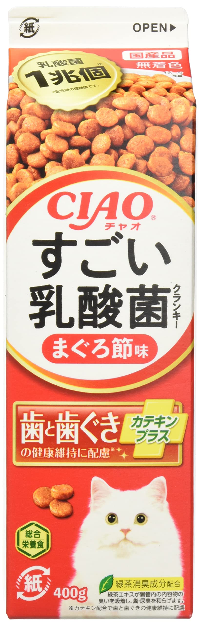 CIAO(チャオ) すごい乳酸菌クランキー 牛乳パック まぐろ節味 400g商品画像