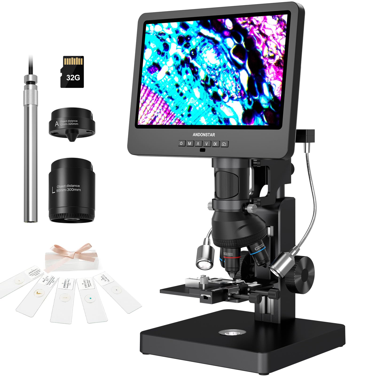 Photo 1 of Andonstar AD269S 20X-5000X HDMI Digital Microscope with 10.1'' LCD Screen for Adults Kids, Home Lab Biological Microscope Kit with Slides, Full View for Coins, Windows Compatible