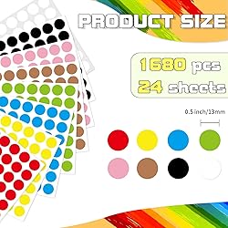 Starboling Dot Stickers,1/2 Inch Multicolor Circle