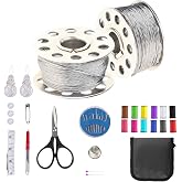 Makeronics Conductive Thread 2 Bobbins 65ft/20m | 30 &Omega;/m | 3 ply | Smooth Sewable with Sewing KIT and Needle Threader Compatible with Arduino Lilypad