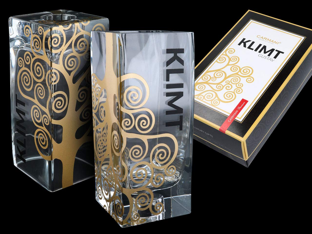 CARMANI - Fancy Glass Candle Tealight Holder Centerpiece Wedding Tabletop Party Decorations with 'The Tree of Life' by Gustav Klimt