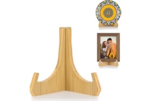 ANBOXIT Plate Stands for Display, 6 Inch Plate Holders for Displaying, Bamboo Picture Frame Stand for Tables, Tabletop Easels, Decorative Stand for Platter, Dish, Book, Photo and Plaque (1 Pack)