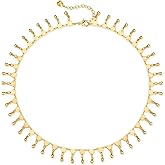 GUEMER Dainty Gold Choker Necklace 14k Gold Plated CZ Leaf Drop Beads Chain Chokers Handmade Delicate Simple Necklaces Jewelry