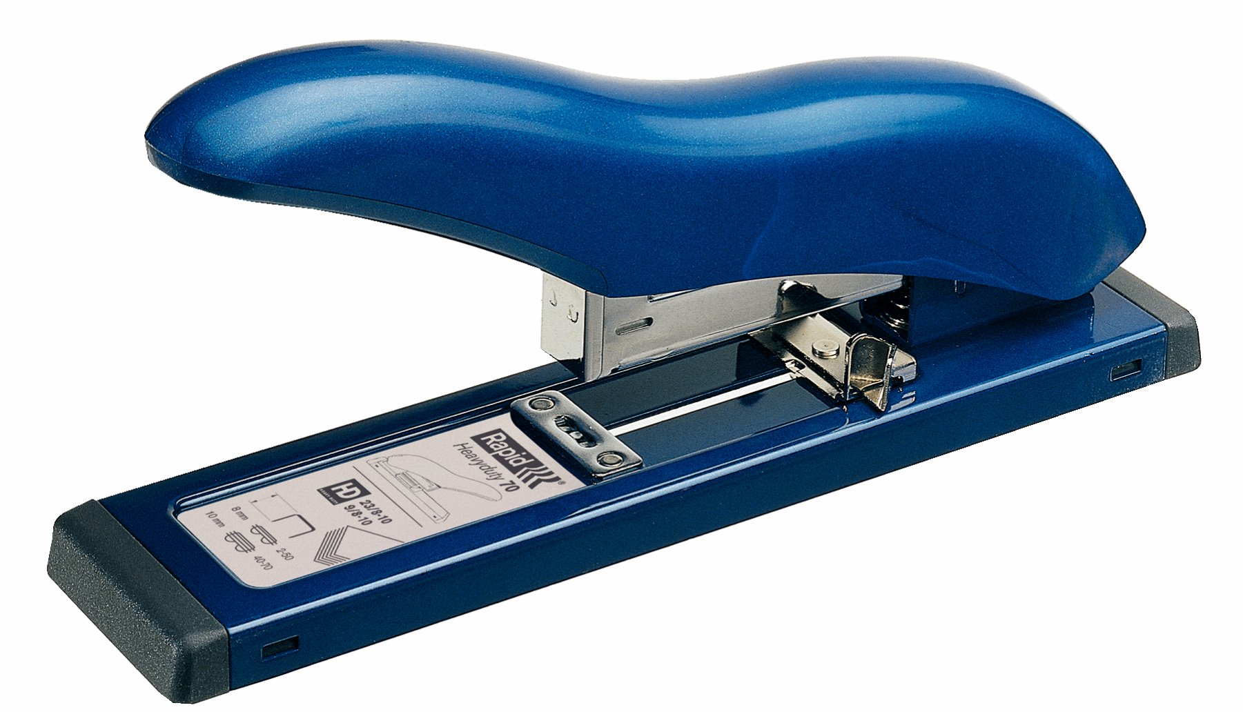 Rapid 21281412 Fashion HD70 Heavy Duty Stapler, Metal Body, Titanium, Blue, 70 Sheet Capacity
