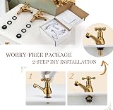 Wasserrhythm Basin Pillar Taps Twin Victorian Brushed Gold Brass Cross Levers view 6