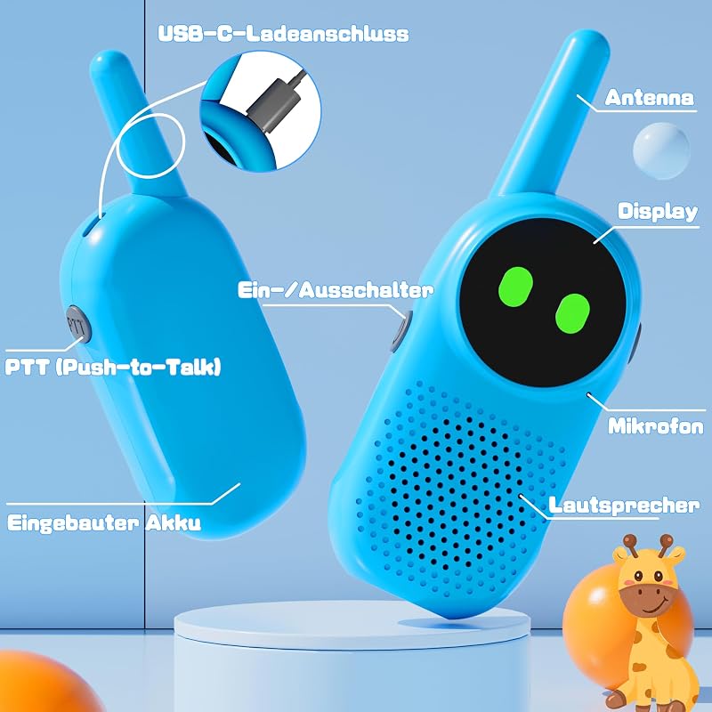 Walkie Talkie Kinder ab 3 4 5 6 7 8 Jahre, NXGKET 2er Set Aufladbar Walkie Talkies, Funkgerät Radio Walki Talki, Spielzeug Geschenke für 3–12 Jährige Junge Mädchen zum Geburtstag Weihnachten Ostern