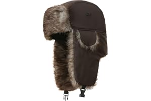 CHXLQQX Ushanka Hat for Men Women Faux Fur Trapper Hat with Ear Flaps, Windproof Waterproof Russian Hats