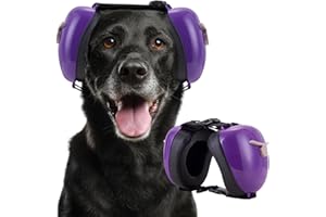 FAMIKAKO New Dog Ear Muffs for Noise Protection - 30dB NRR Dog Headphones, Noise Cancelling Hearing Protection Against Thunder/Fireworks/Vacuums, Upgraded Design with Bell Accent (Purple, Large)