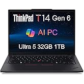 Lenovo ThinkPad T14 Gen 6 Business Laptop (14" FHD+, Intel 12-Core Ultra 5 225U (> Ultra 7 155U), 32GB DDR5 RAM, 1TB SSD), Backlit, Fingerprint Reader, 5MP Webcam, Thunderbolt 4, Win 11 Pro, AI PC