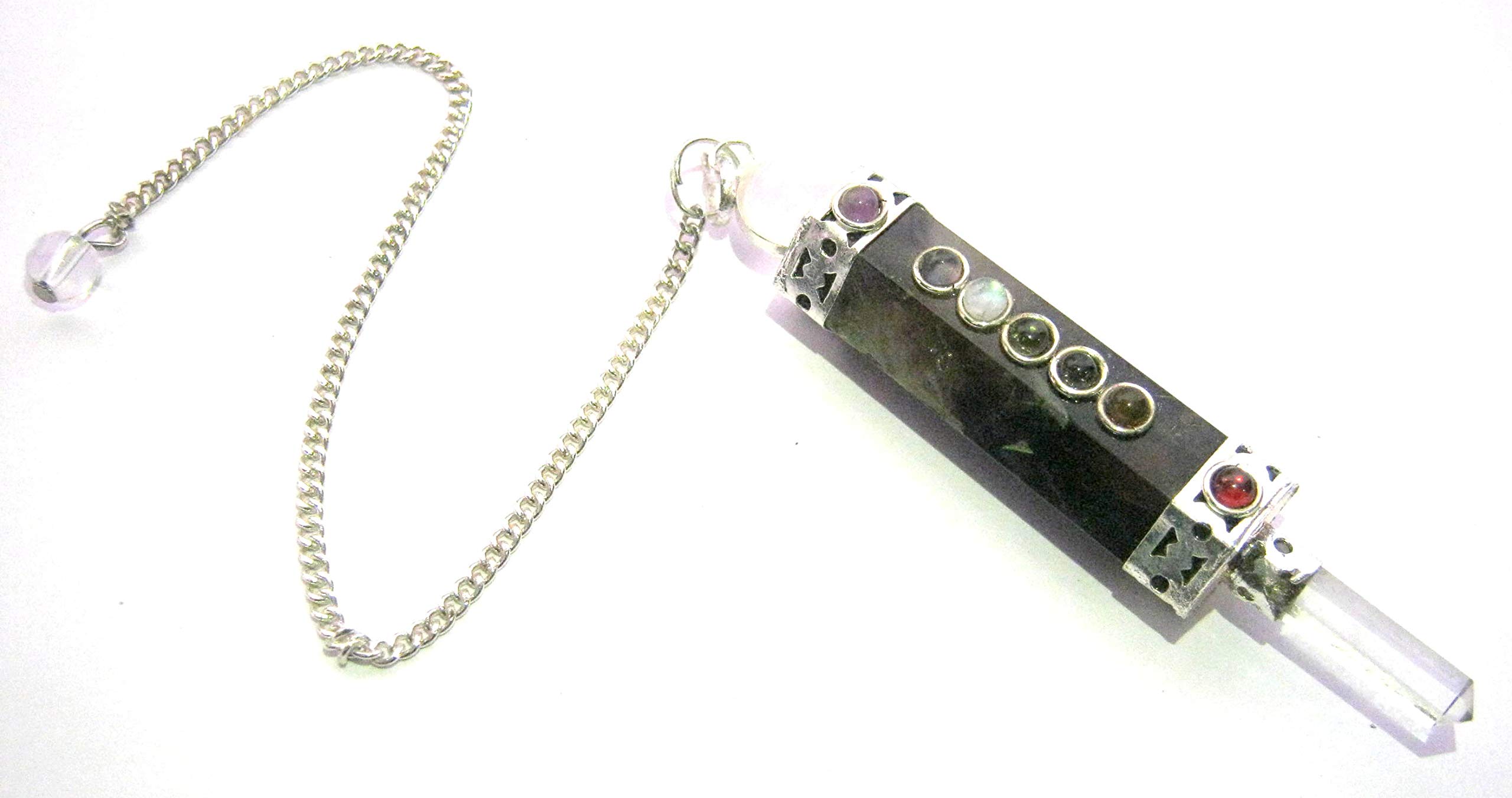 3 INCHES Amethyst Clear Quartz Pendulum Wand Crystal Healing Reiki FENG Shui Gift Wellness Positive Energy DOWSING Meditation