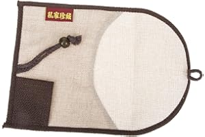 CALLARON Pu’er Tea Cake Storage Bag 200g Retro Linen Pouch Chinese Tea Leaf Organizer Holder