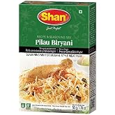 Shan Pilau Biryani Recipe and Seasoning Mix 1.76 oz (50g) - Spice Powder for Mughal Style Meat Layered Pilaf - Suitable for Vegetarians - Airtight Bag in a Box