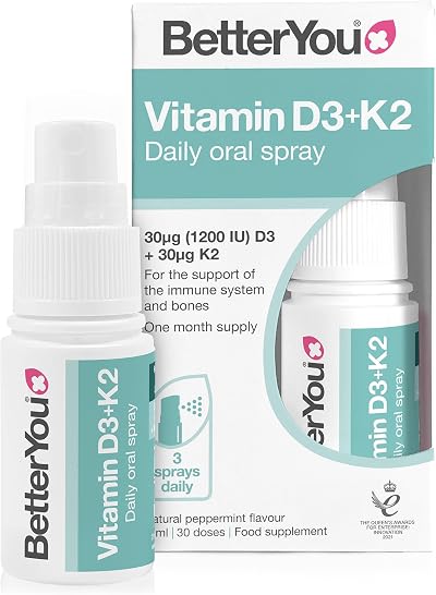 BetterYou Vitamin D3 K2 Oral Spray 1200 IU MK-7 30µg Peppermint 1 Month