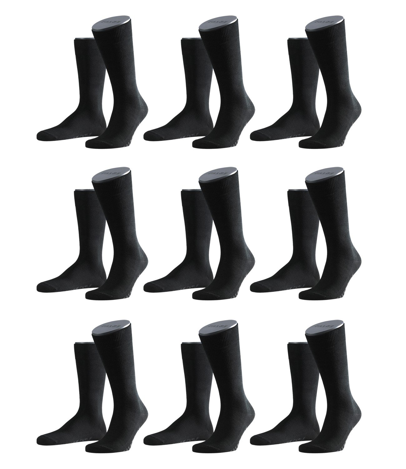 Falke Men's Family Socks 14645 9 Piece Pack - Black (3000), 39/42