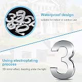 Vicloon 3D Door Numbers 3 Inches Self Adhesive Waterproof Silver 7.6cm view 4