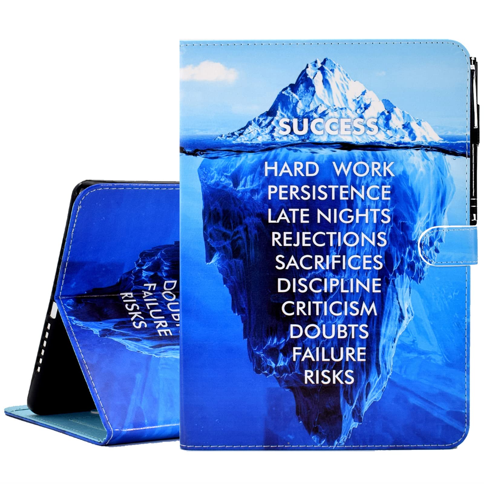 KEROM Case for iPad 6th/5th Generation, PU Leather Stand Folio Cover for iPad 9.7 inch/iPad Air 2/Air 1, Auto Sleep/Wake, Pen Loop Holder, Card Slots - Iceberg — image 1