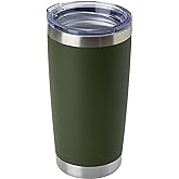 DOMICARE 20oz Stainless Steel Tumbler Bulk with Lid, Double Wall Vacuum Insulated Travel Mug, Powder Coated Coffee Cup, Army Green, 1 Pack