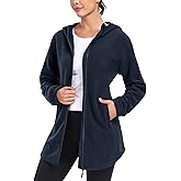 MoFiz Women's Long Fleece Zip Up Hoodies Long Sleeve Full Zip Soft Warm Polar Fleece Jacket Coat with Pocket for Fall Winter