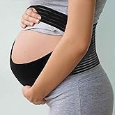 GLIDESMOOTH Pregnancy Belly Band, Breathable Belly Support Brace, Pregnancy Support Belt, Lightweight Abdominal Binder, for Abdomen, Pelvis, Black, Medium, 1 Set