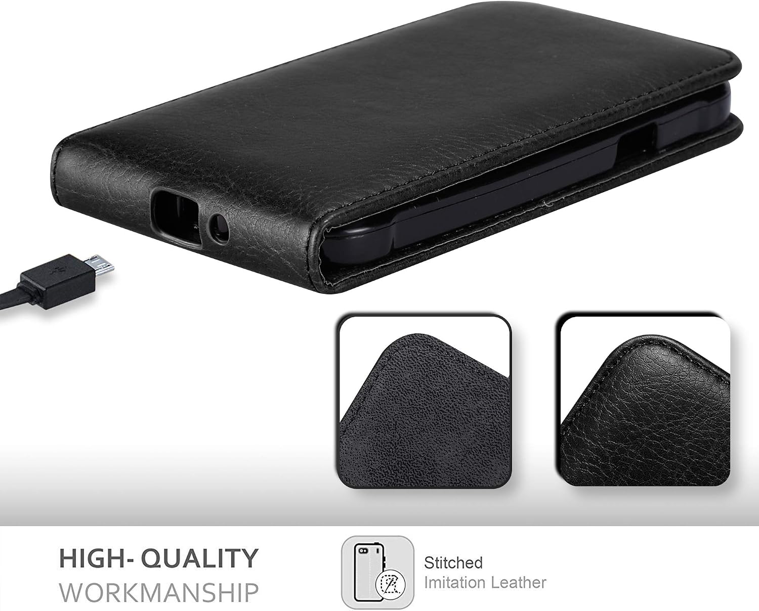 Cadorabo Case works with Samsung Galaxy J1 2015 in APPLE RED - Flip Style Case with Magnetic Closure - Wallet Etui Cover Pouch PU Leather Flip - Image 4