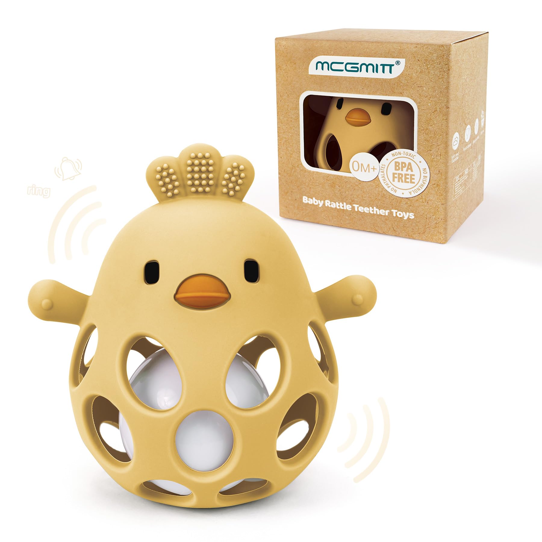 Photo 1 of MCGMITT Baby Teething Toys for 3-6 Months, Easy Grasp Silicone Infant Rattle Teether Toy for 0-12 Months, BPA-Free Food Grade Baby Montessori Sensory Toys, Soft Infant Chew Toys for Teething Relief