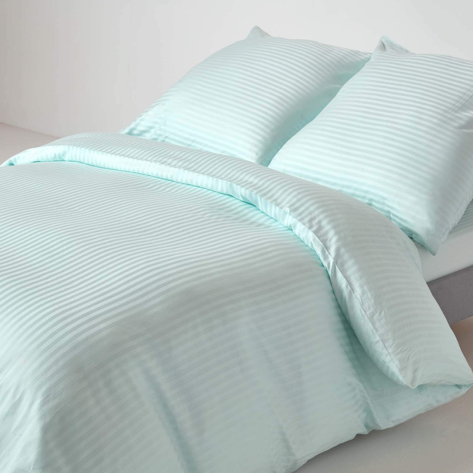 HOMESCAPES Blue Pure Egyptian Cotton Duvet Cover Set Euro Size 150 x 200 cm 330 TC 500 Thread Count Equivalent Pillowcase Included Quilt Cover Bedding Set — image 1