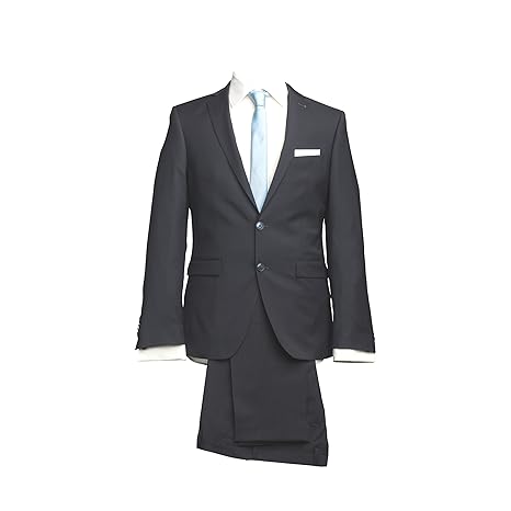 Barutti Anzug Sakko Savino Hose Santo Marine Dunkelblau Uni Slim Fit Extra Schmal Seitenschlitze 100% Schurwolle Natural Stre