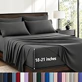 CozyLux King Size Sheets Set 6-Piece, 21-Inch Deep Pocket, Soft Feel | Fits 18-21 Inch Mattresses, 4 Pillowcases, 90 GSM Lightweight Microfiber, 360&deg; All-Around Elastic, OEKO-TEX, Dark Grey