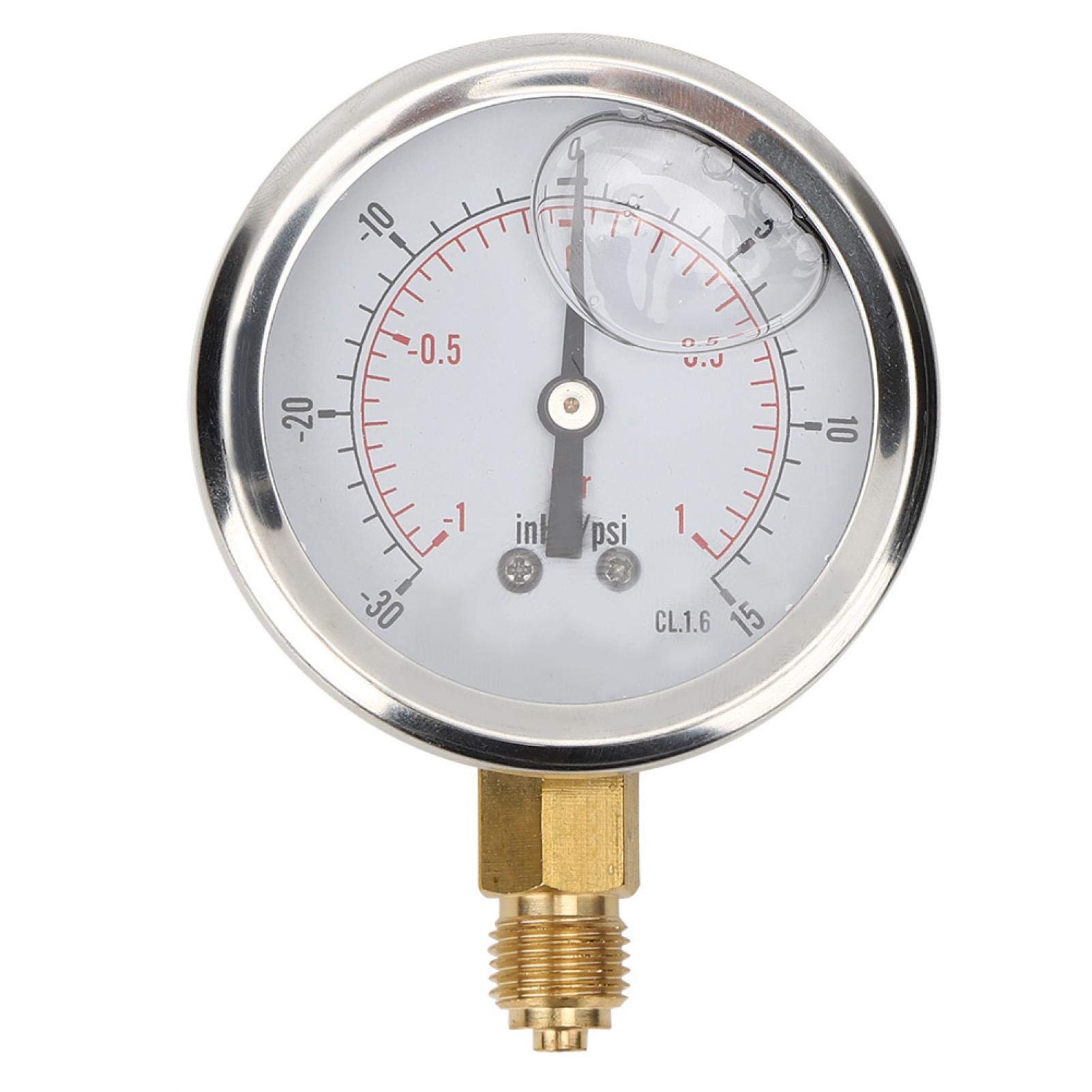 Vacuum Pressure Gauge, Mini Low Dial Air Water Oil Gas Fuel Gauge Meter Compressor Metal Interface With Stainless Steel Case Home Pressure Measurement Manometer Hydraulic Tool -1-1bar / -30-15inhg