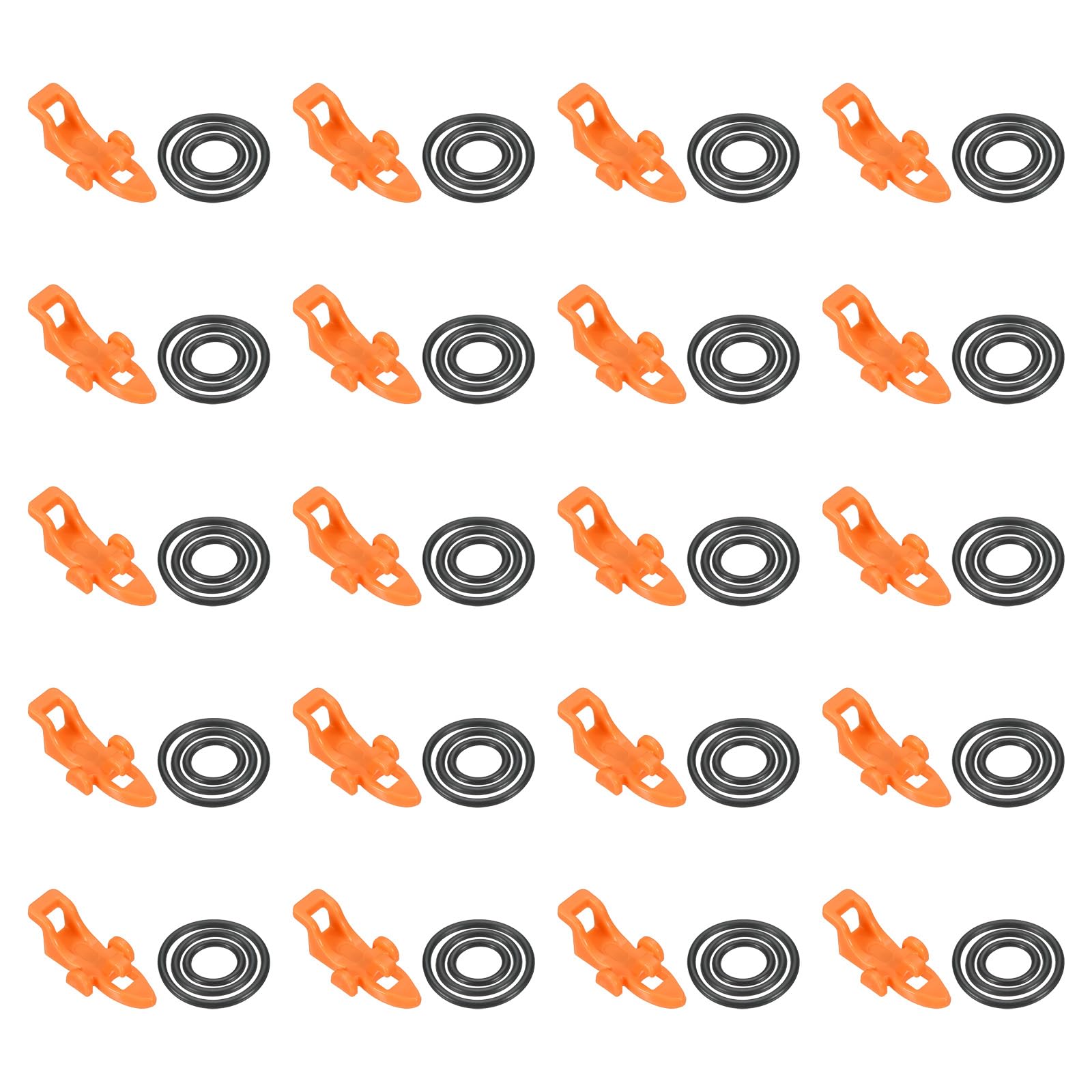 PATIKIL Fishing Hook Keeper, 20 Pack Plastic Fish Lure Bait Holder Accessories with 3 Size Rubber Rings for Fishing Rod Pole, Orange