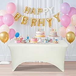 2 Pack 4 Feet Ivory Spandex Tablecloth for