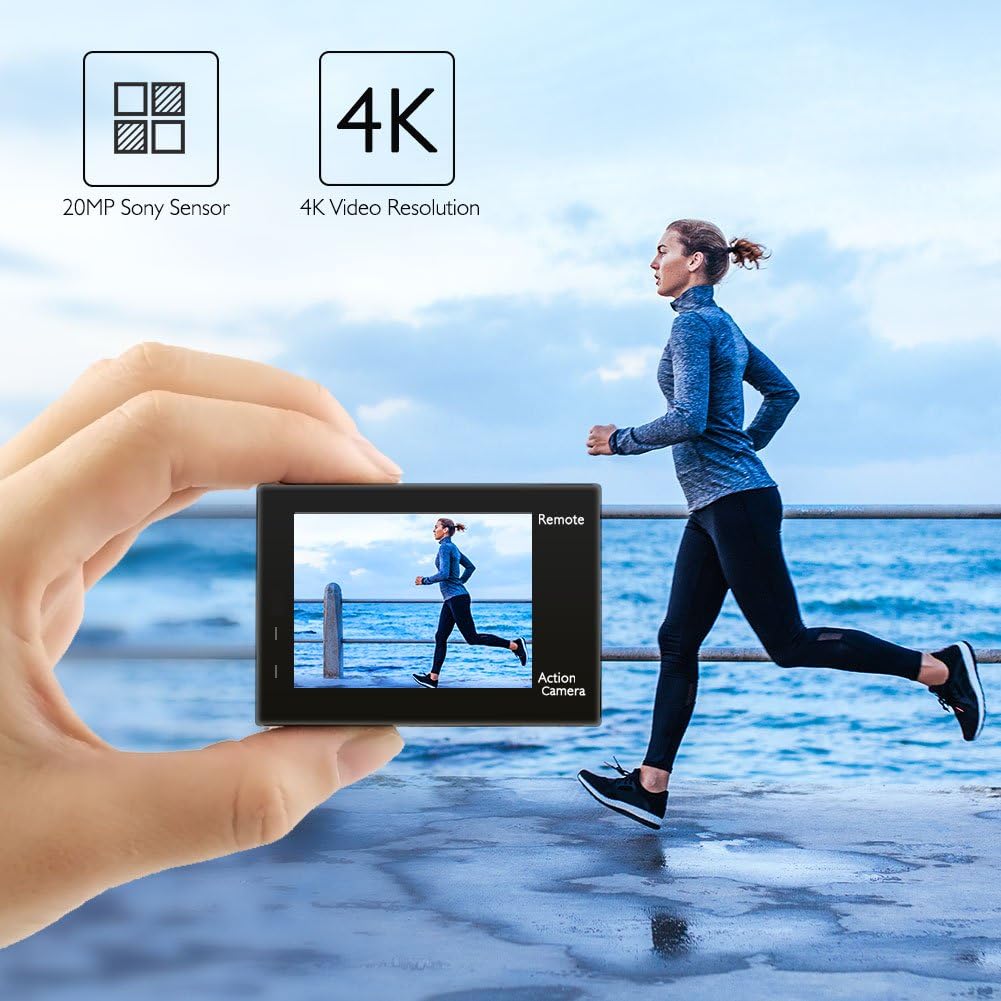 AKASO Brave 4 4K 20MP WiFi Action Camera Ultra HD with EIS 30m Underwater Waterproof Camera Remote Control 5X Zoom Underwater Camcorder with 2 Batteries and Helmet Accessories Kit : Camera & Photo