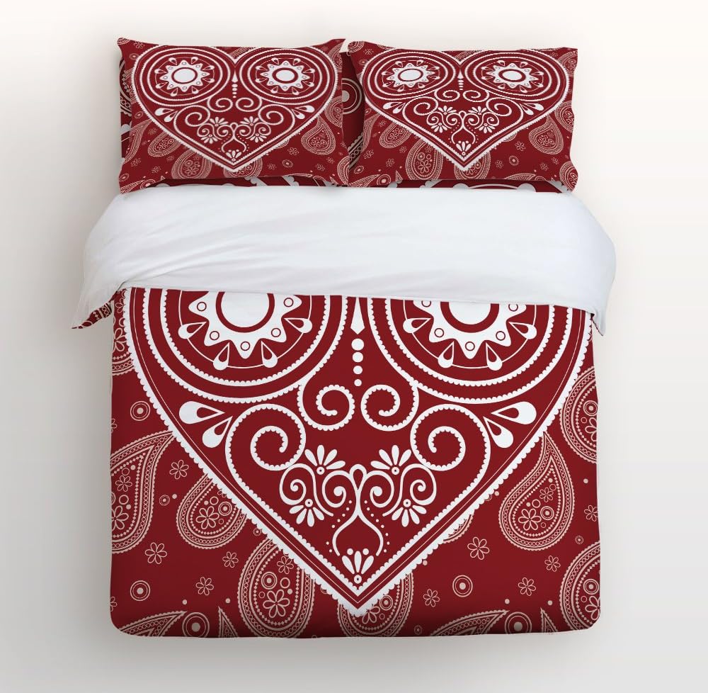 Twin Size Valentine'S Day Theme Heart Pattern Paisley