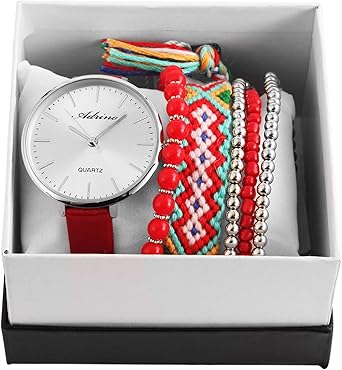 Reloj mujer oro rojo plata + 5 joyas pulseras + Caja Reloj de pulsera: Amazon.es: Relojes