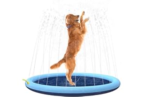FLYBOO Splash Sprinkler Pad for Dogs Kids,59’’ Thicken Dog Pool with Sprinkler,Pet Outdoor Play Water Mat Toys for Dogs Cats and Kiddie